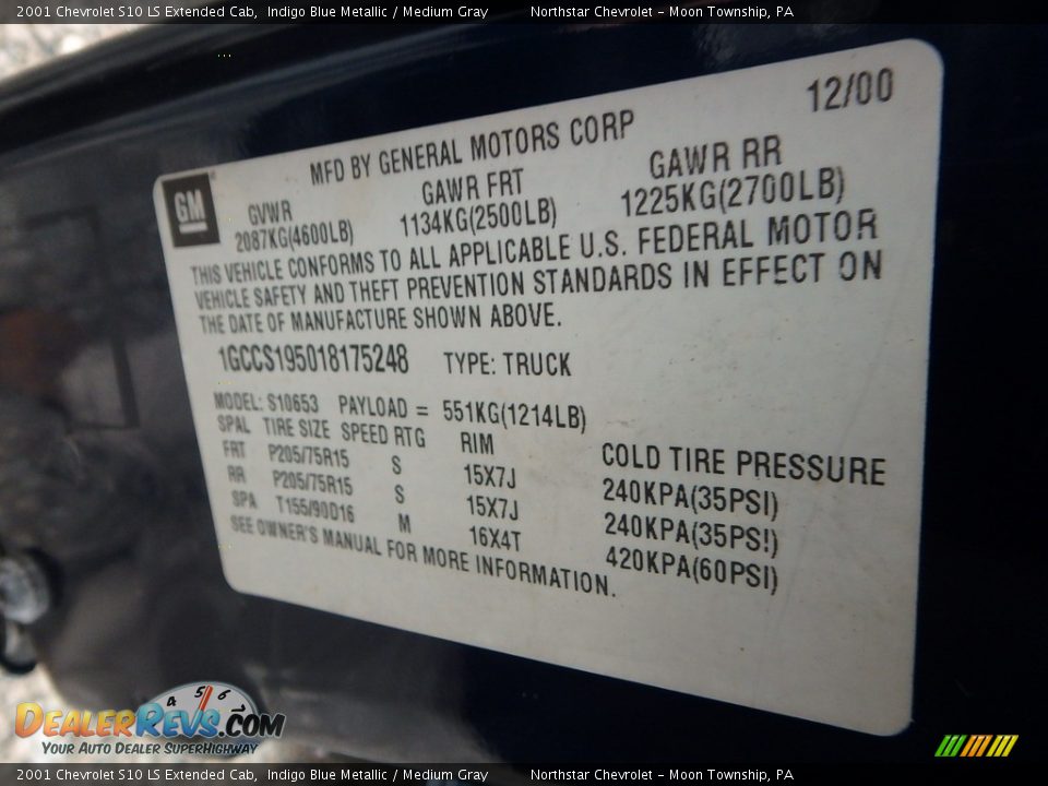 2001 Chevrolet S10 LS Extended Cab Indigo Blue Metallic / Medium Gray Photo #14