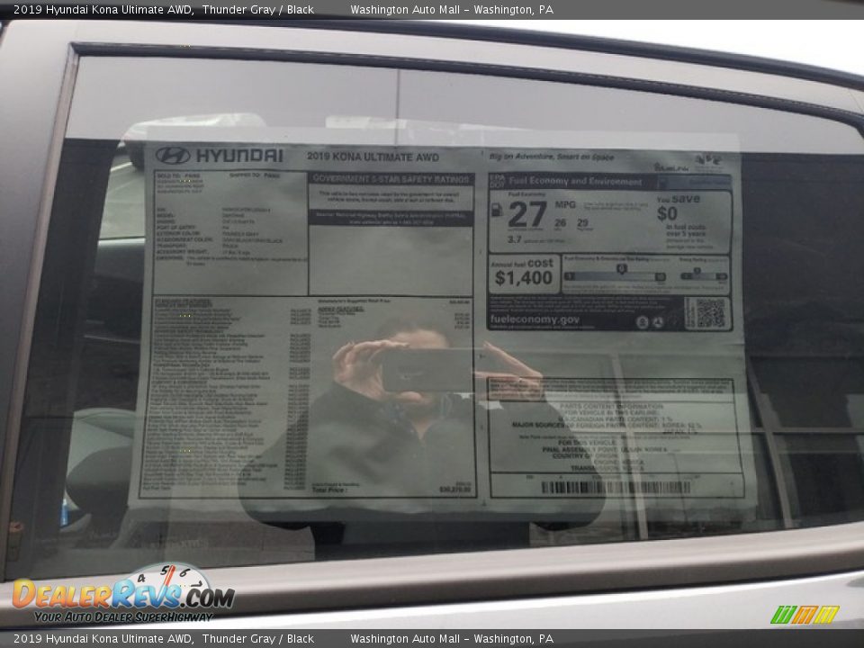 2019 Hyundai Kona Ultimate AWD Thunder Gray / Black Photo #9