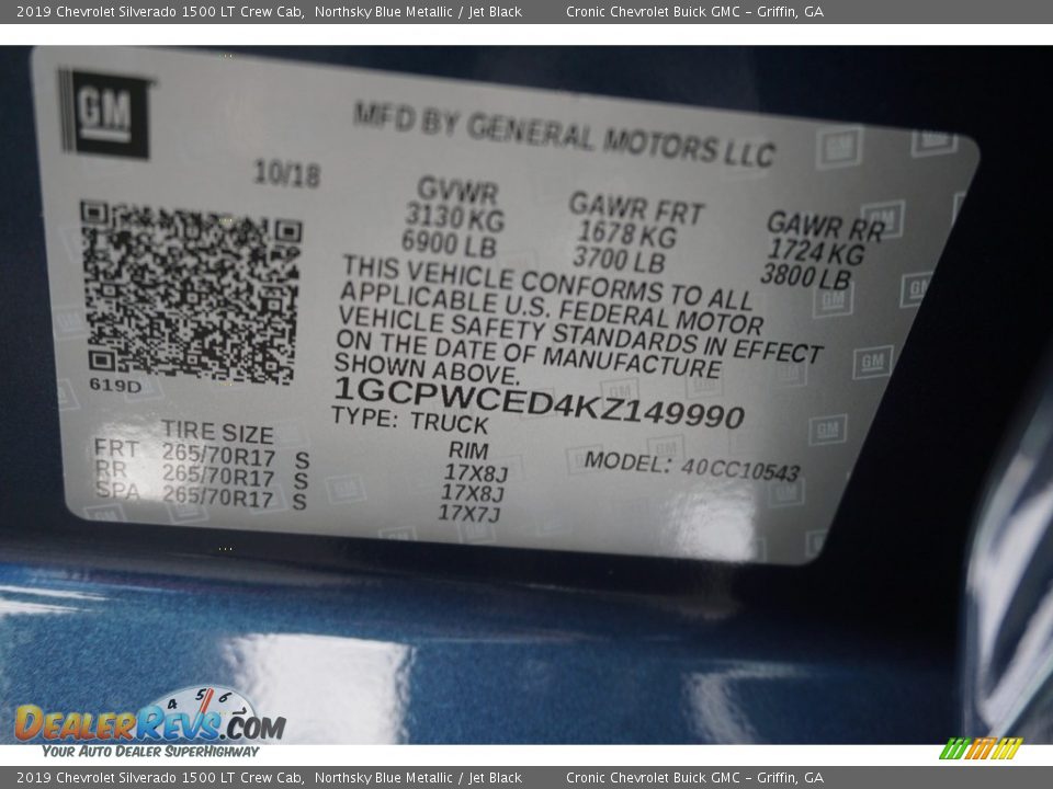 2019 Chevrolet Silverado 1500 LT Crew Cab Northsky Blue Metallic / Jet Black Photo #15
