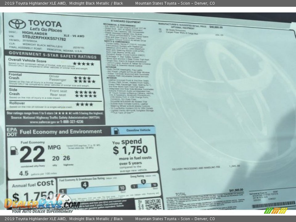 2019 Toyota Highlander XLE AWD Midnight Black Metallic / Black Photo #29