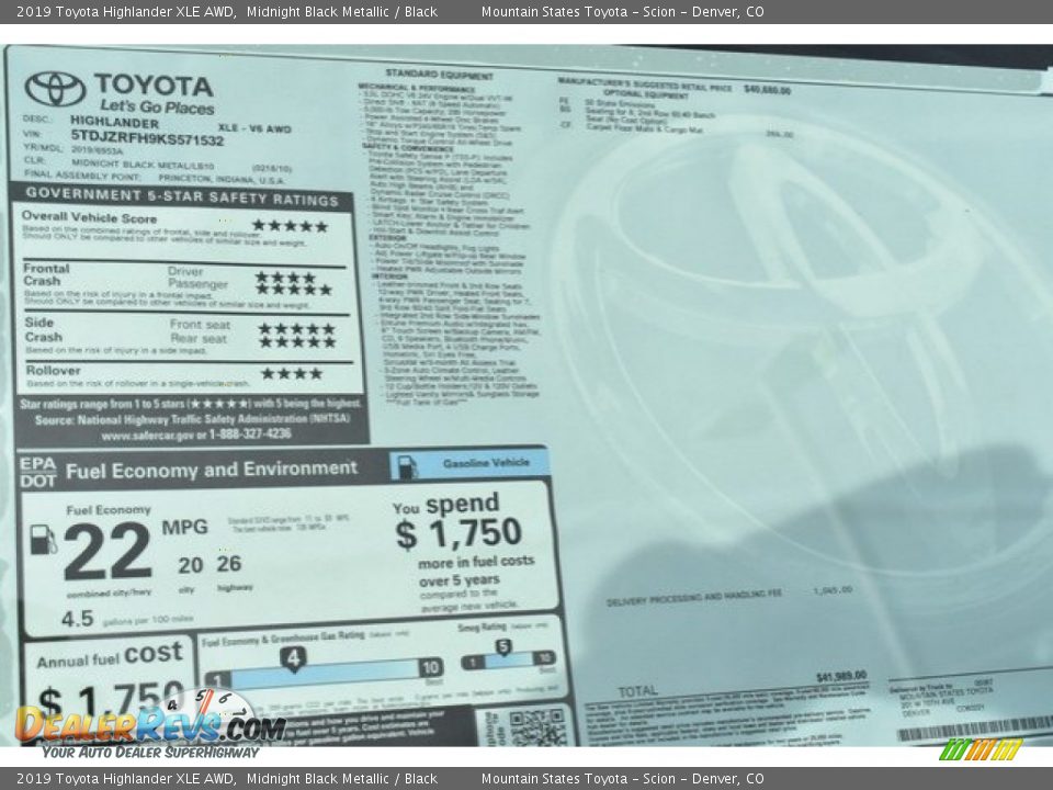 2019 Toyota Highlander XLE AWD Midnight Black Metallic / Black Photo #29