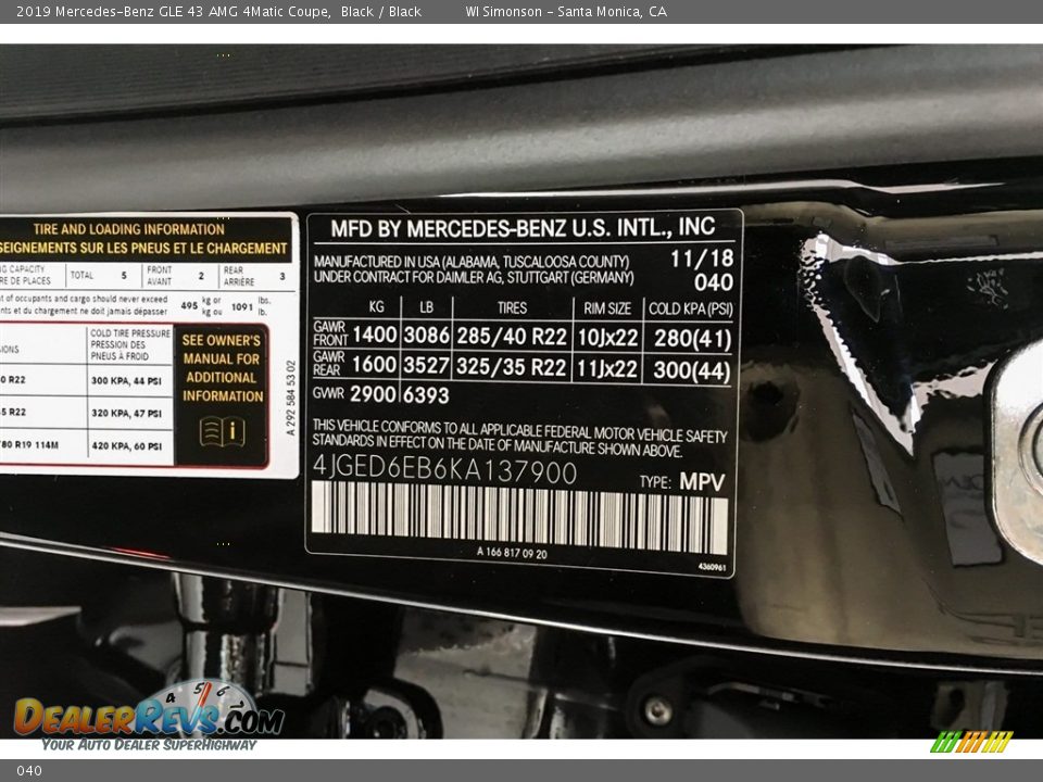 Mercedes-Benz Color Code 040 Black