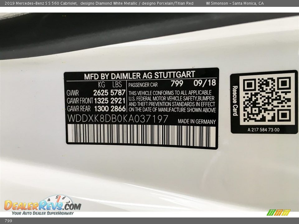 Mercedes-Benz Color Code 799 designo Diamond White Metallic