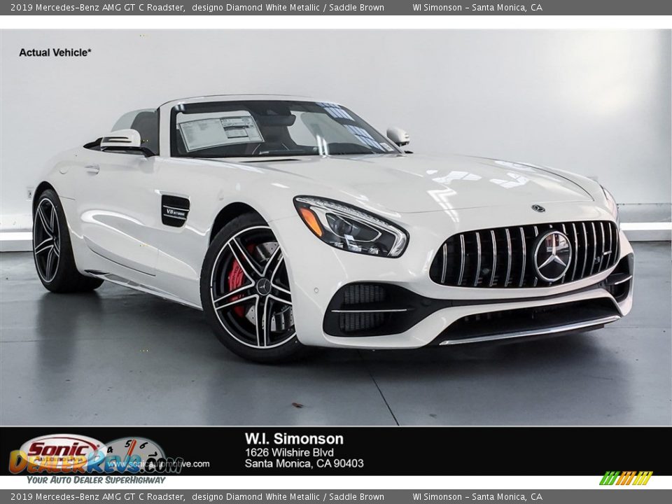 2019 Mercedes-Benz AMG GT C Roadster designo Diamond White Metallic / Saddle Brown Photo #1