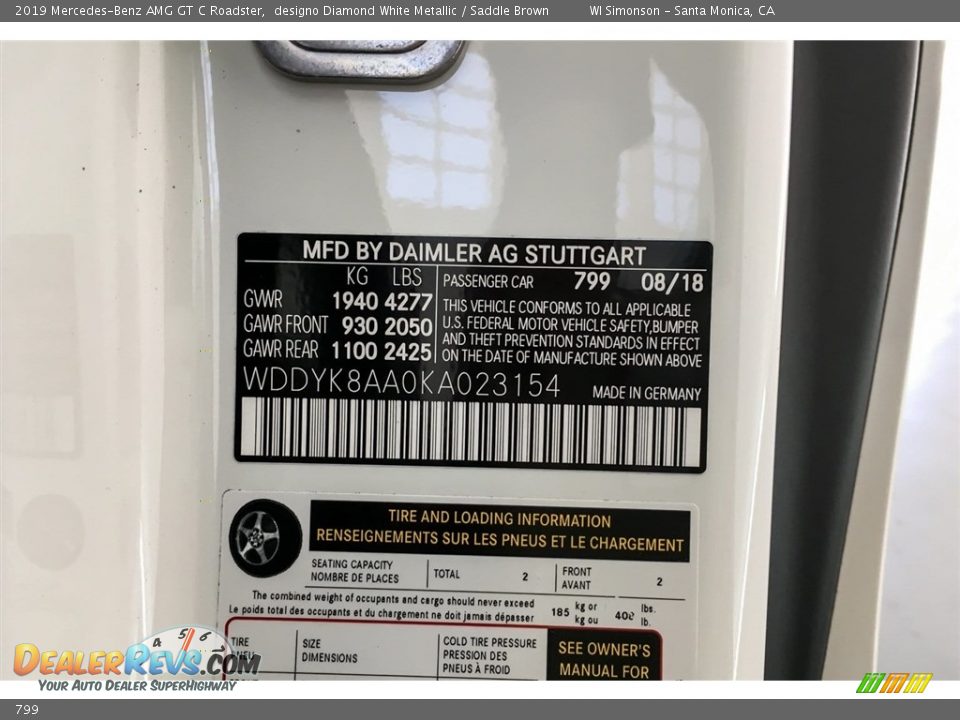 Mercedes-Benz Color Code 799 designo Diamond White Metallic