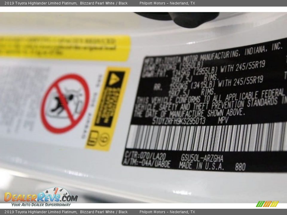 2019 Toyota Highlander Limited Platinum Blizzard Pearl White / Black Photo #28