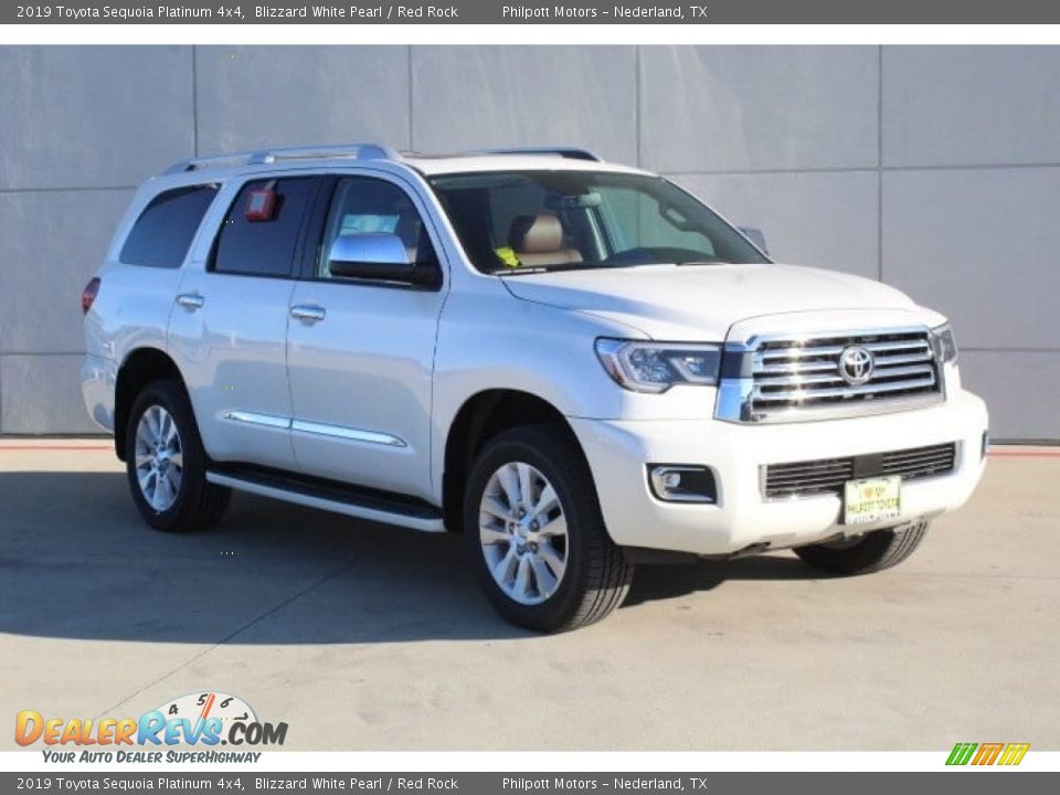 2019 Toyota Sequoia Platinum 4x4 Blizzard White Pearl / Red Rock Photo #2
