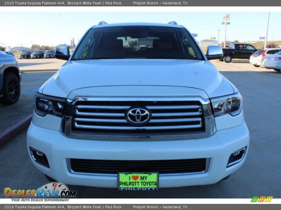 2019 Toyota Sequoia Platinum 4x4 Blizzard White Pearl / Red Rock Photo #3