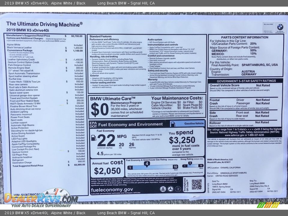 2019 BMW X5 xDrive40i Alpine White / Black Photo #10