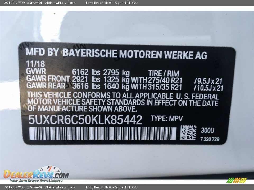 2019 BMW X5 xDrive40i Alpine White / Black Photo #11