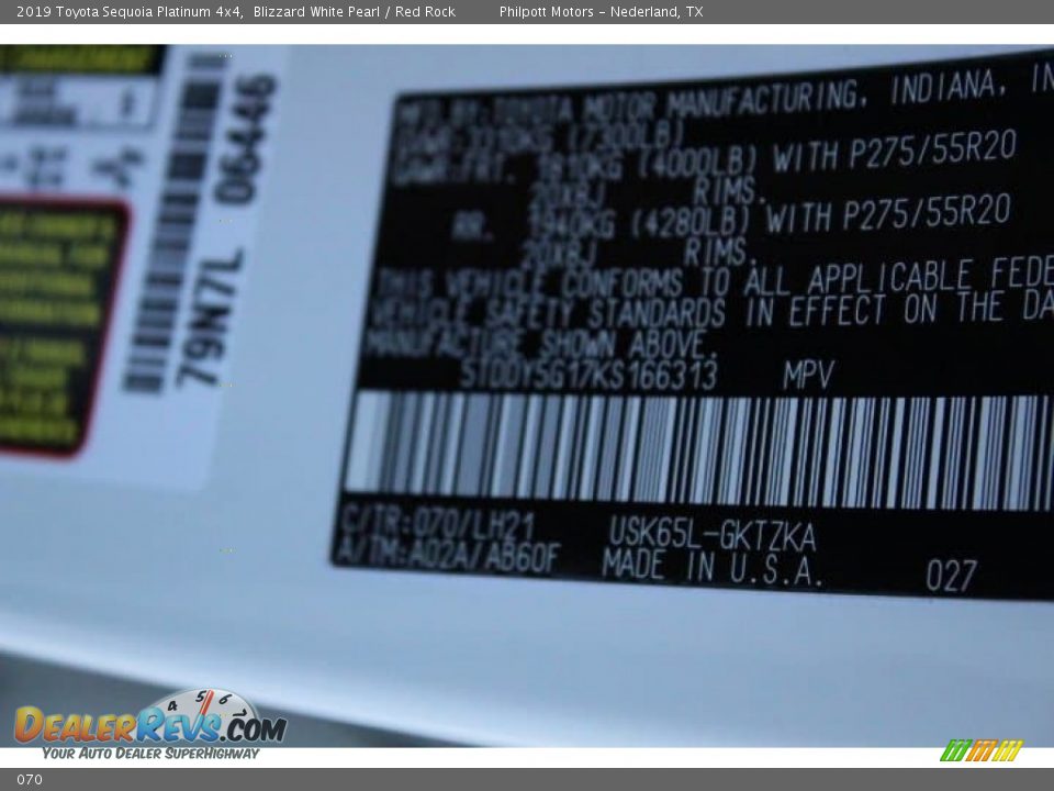 Toyota Color Code 070 Blizzard White Pearl