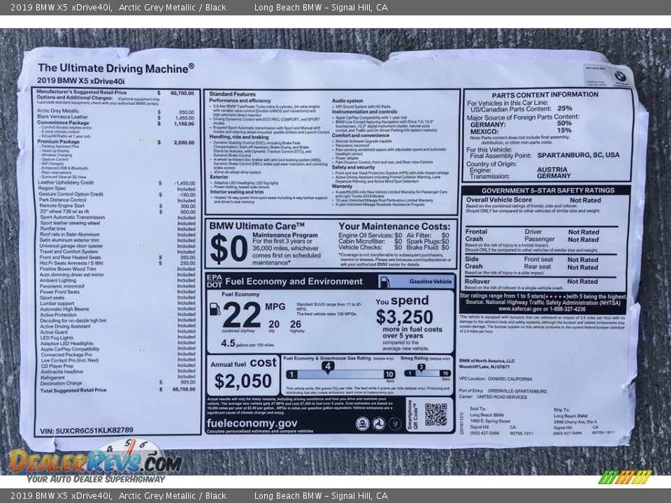 2019 BMW X5 xDrive40i Arctic Grey Metallic / Black Photo #10