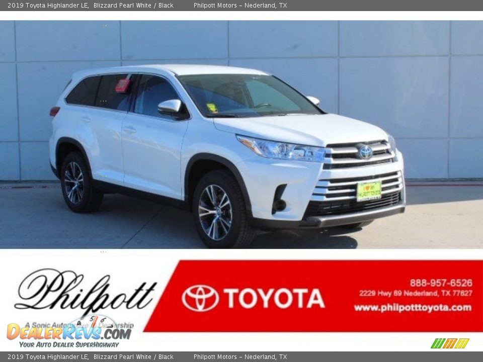2019 Toyota Highlander LE Blizzard Pearl White / Black Photo #1