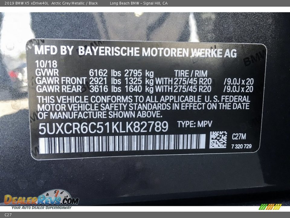 BMW Color Code C27 Arctic Grey Metallic