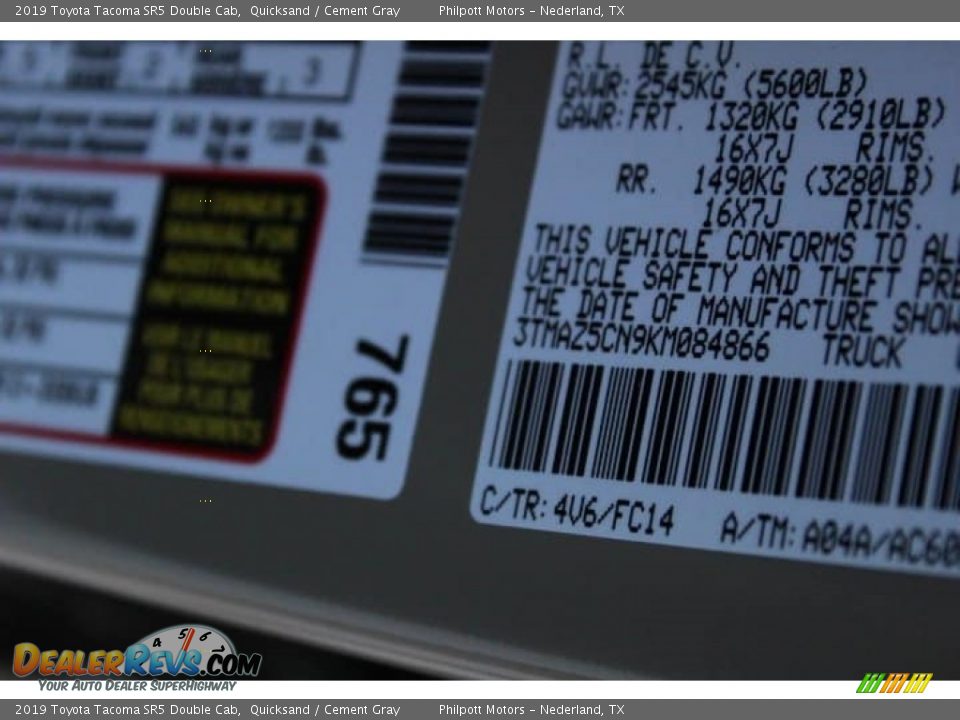 2019 Toyota Tacoma SR5 Double Cab Quicksand / Cement Gray Photo #23