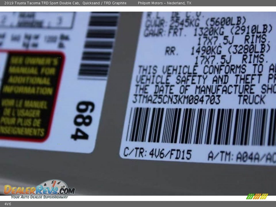 Toyota Color Code 4V6 Quicksand