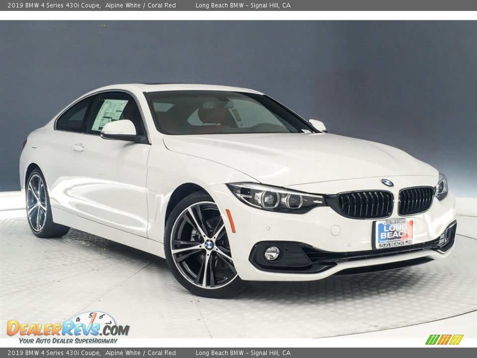 2019 BMW 4 Series 430i Coupe Alpine White / Coral Red Photo #12