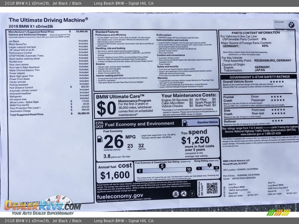 2018 BMW X1 sDrive28i Jet Black / Black Photo #10