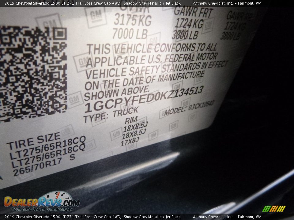 2019 Chevrolet Silverado 1500 LT Z71 Trail Boss Crew Cab 4WD Shadow Gray Metallic / Jet Black Photo #14