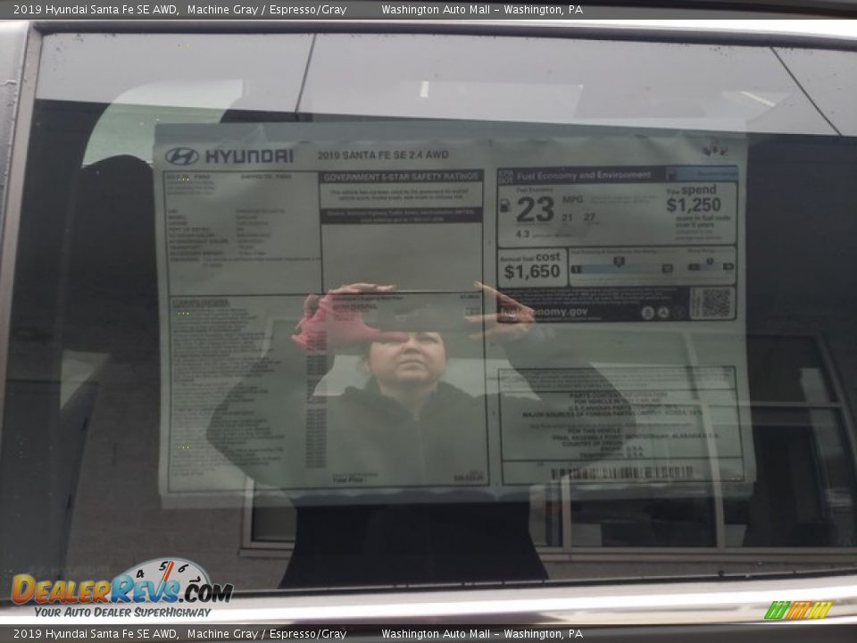 2019 Hyundai Santa Fe SE AWD Machine Gray / Espresso/Gray Photo #11