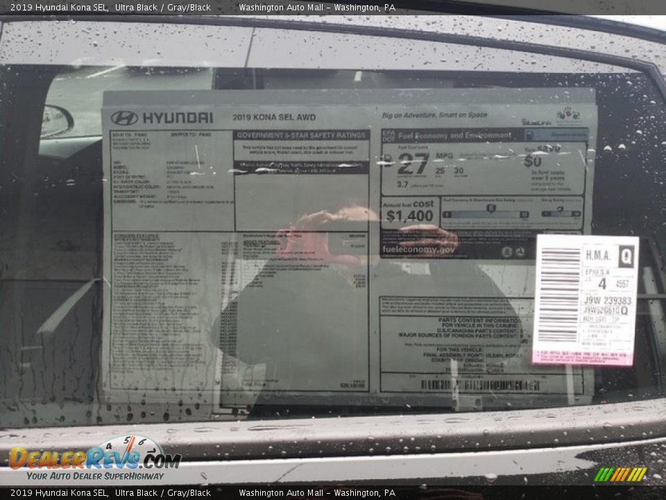 2019 Hyundai Kona SEL Window Sticker Photo #10