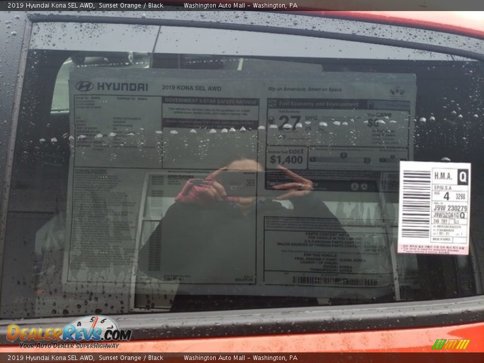 2019 Hyundai Kona SEL AWD Sunset Orange / Black Photo #10