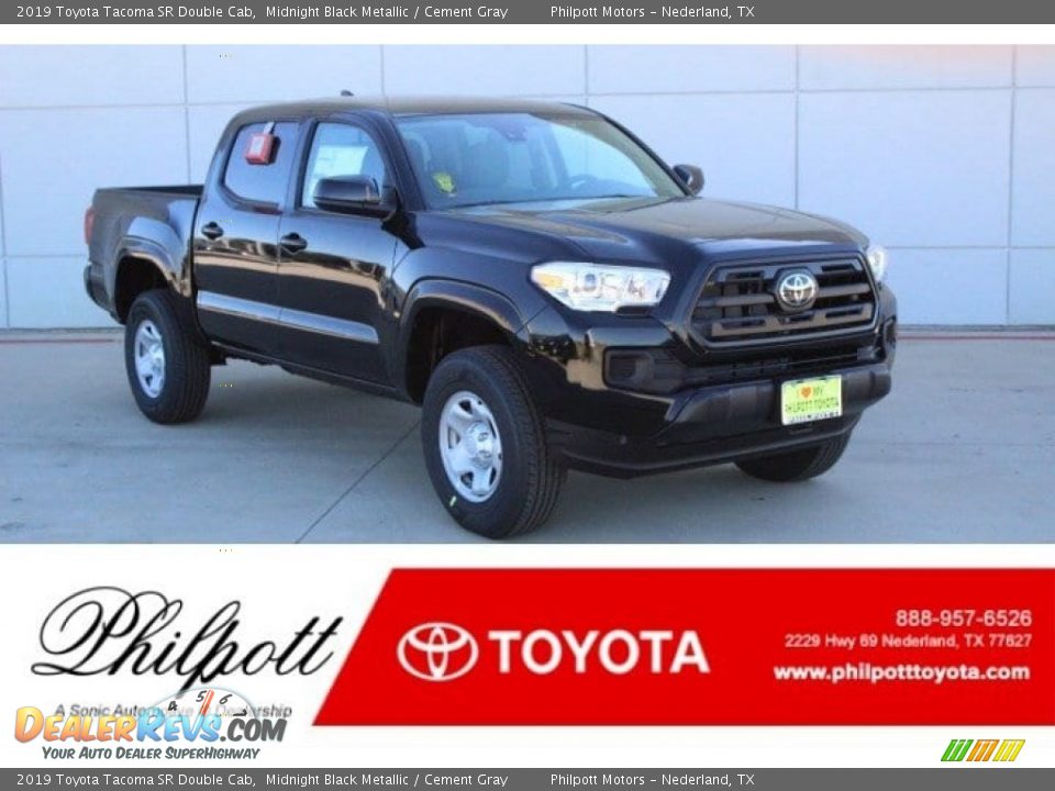 2019 Toyota Tacoma SR Double Cab Midnight Black Metallic / Cement Gray Photo #1