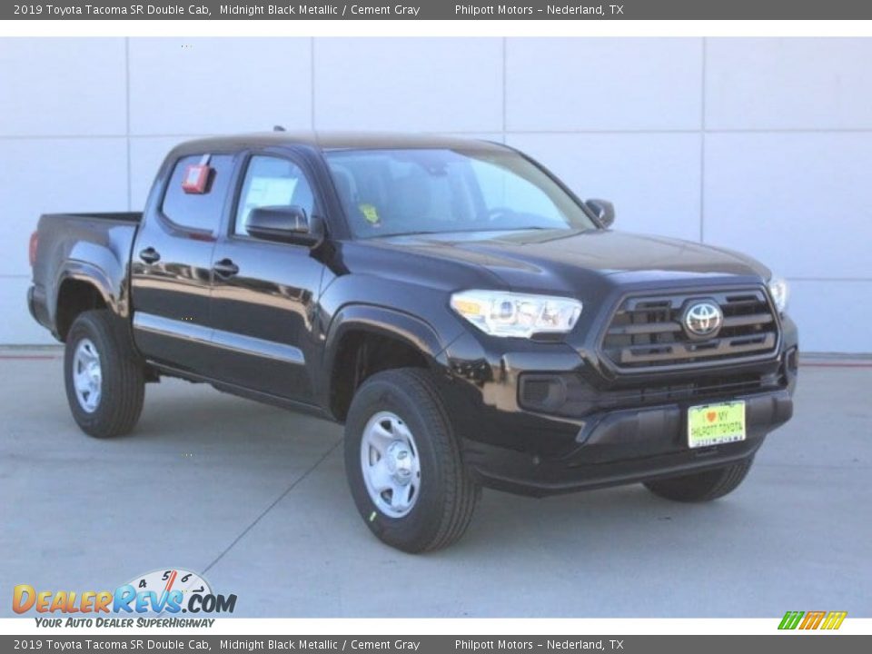 2019 Toyota Tacoma SR Double Cab Midnight Black Metallic / Cement Gray Photo #2