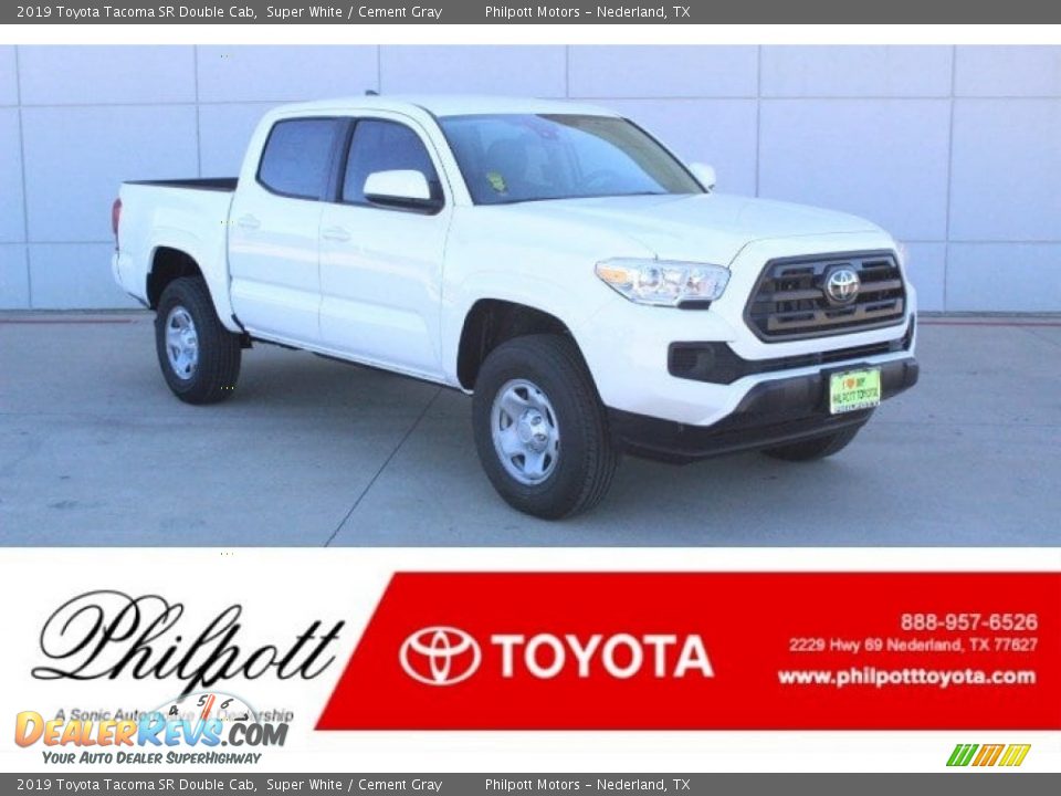 2019 Toyota Tacoma SR Double Cab Super White / Cement Gray Photo #1