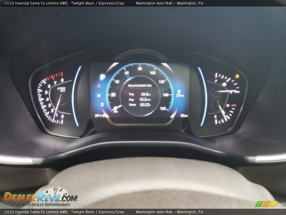2019 Hyundai Santa Fe Limited AWD Twilight Black / Espresso/Gray Photo #22