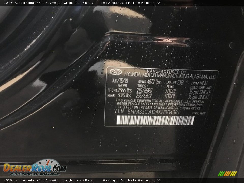 2019 Hyundai Santa Fe SEL Plus AWD Twilight Black / Black Photo #2