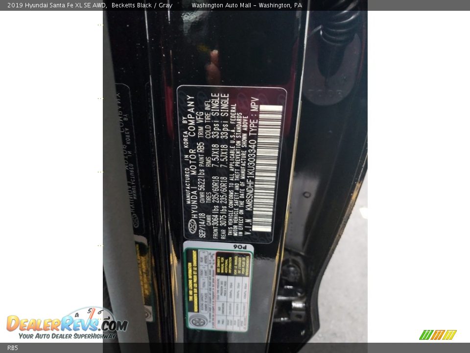 Hyundai Color Code RB5 Becketts Black