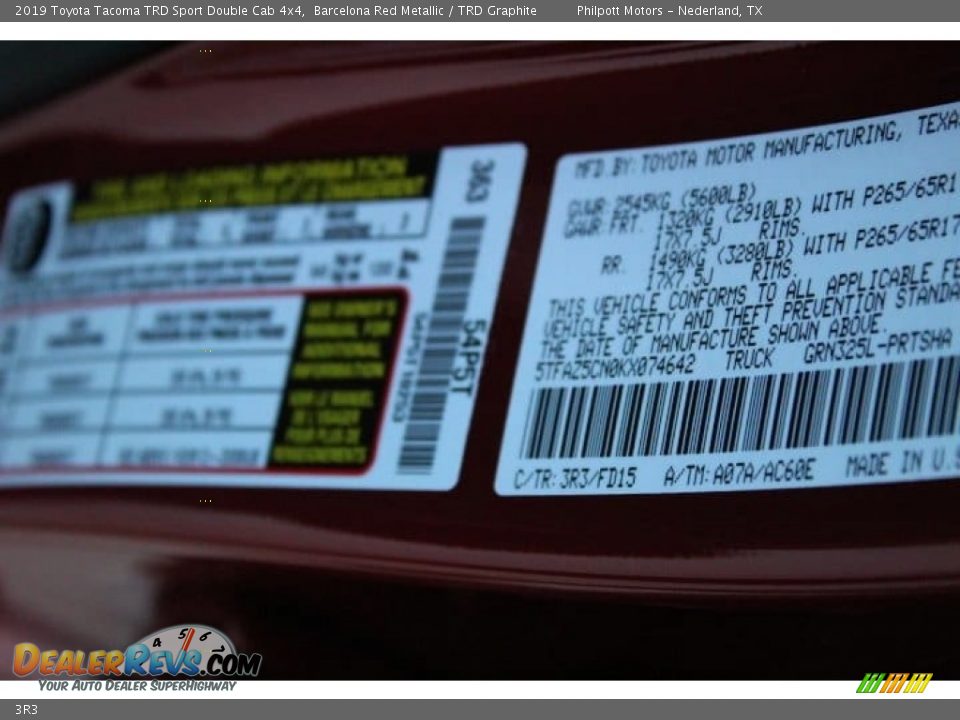 Toyota Color Code 3R3 Barcelona Red Metallic