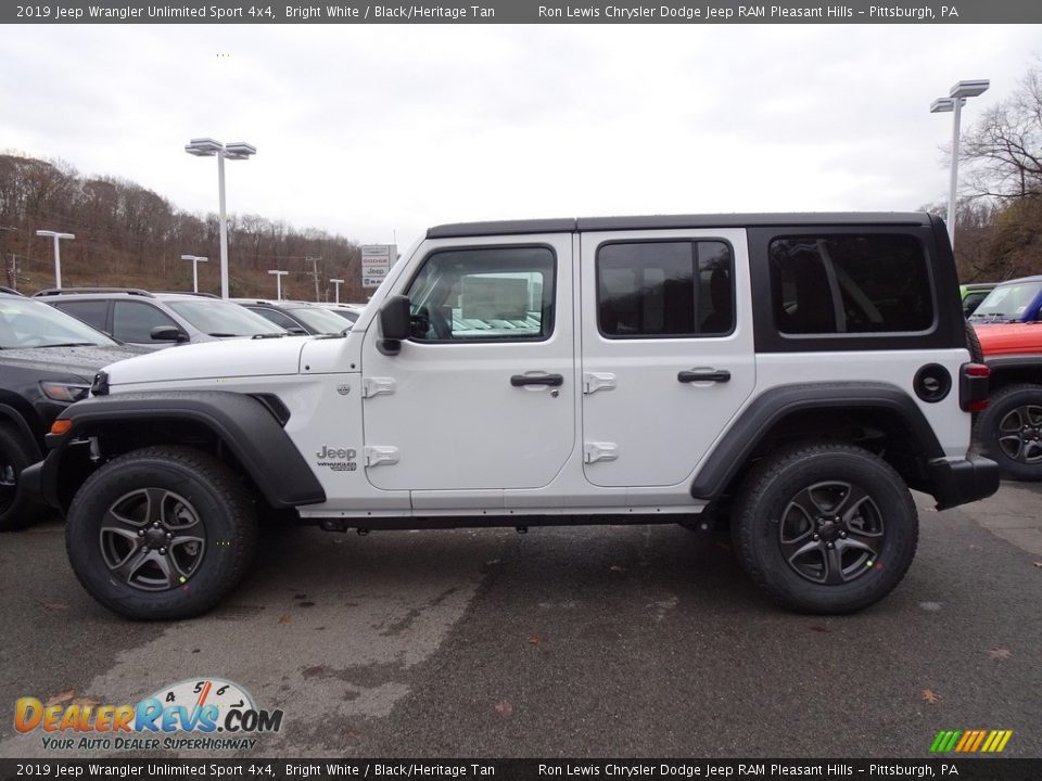 2019 Jeep Wrangler Unlimited Sport 4x4 Bright White / Black/Heritage Tan Photo #2