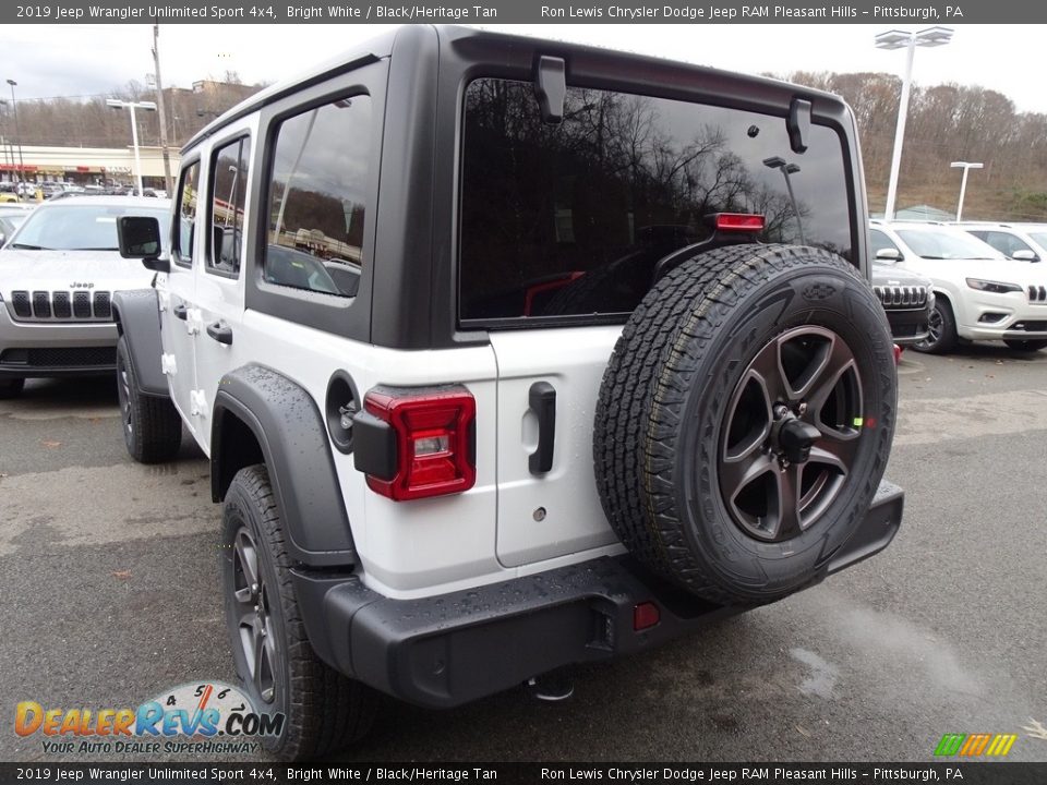 2019 Jeep Wrangler Unlimited Sport 4x4 Bright White / Black/Heritage Tan Photo #3