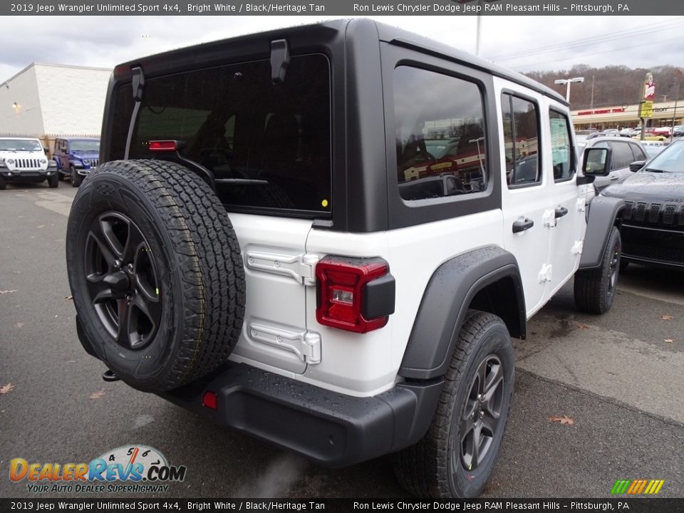 2019 Jeep Wrangler Unlimited Sport 4x4 Bright White / Black/Heritage Tan Photo #5