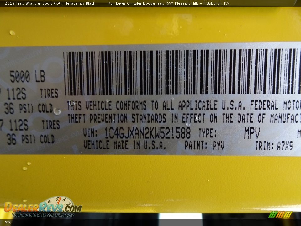 Jeep Color Code PYV Hellayella