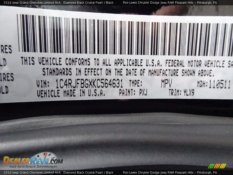 2019 Jeep Grand Cherokee Limited 4x4 Diamond Black Crystal Pearl / Black Photo #14