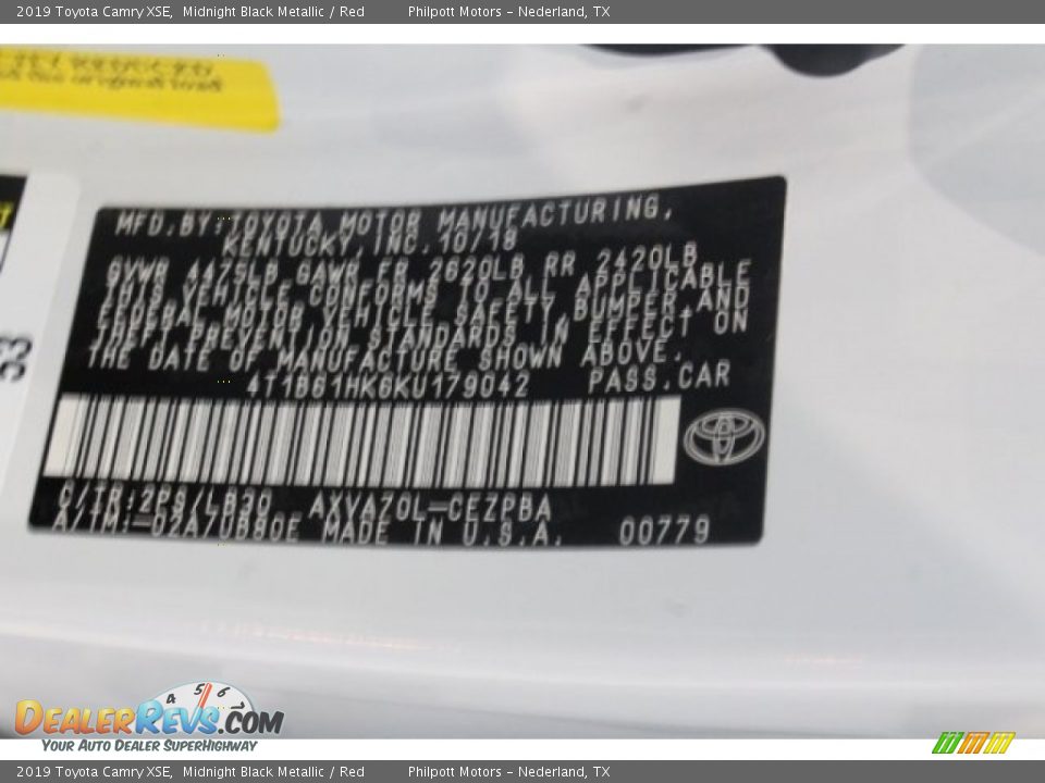 2019 Toyota Camry XSE Midnight Black Metallic / Red Photo #26