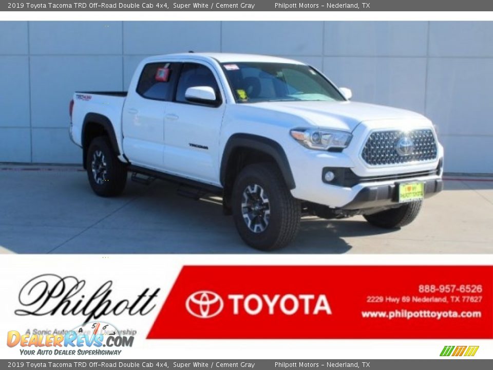 2019 Toyota Tacoma TRD Off-Road Double Cab 4x4 Super White / Cement Gray Photo #1