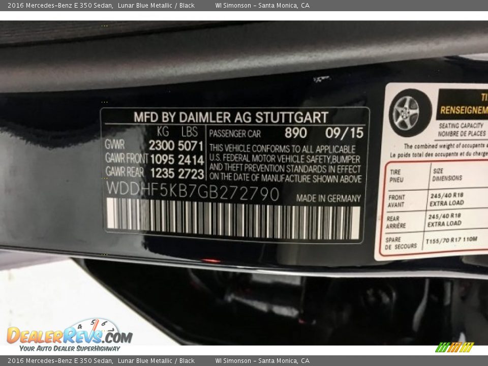 2016 Mercedes-Benz E 350 Sedan Lunar Blue Metallic / Black Photo #25