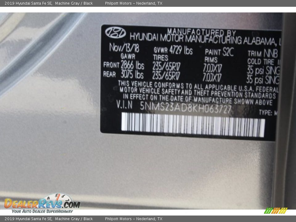 2019 Hyundai Santa Fe SE Machine Gray / Black Photo #24