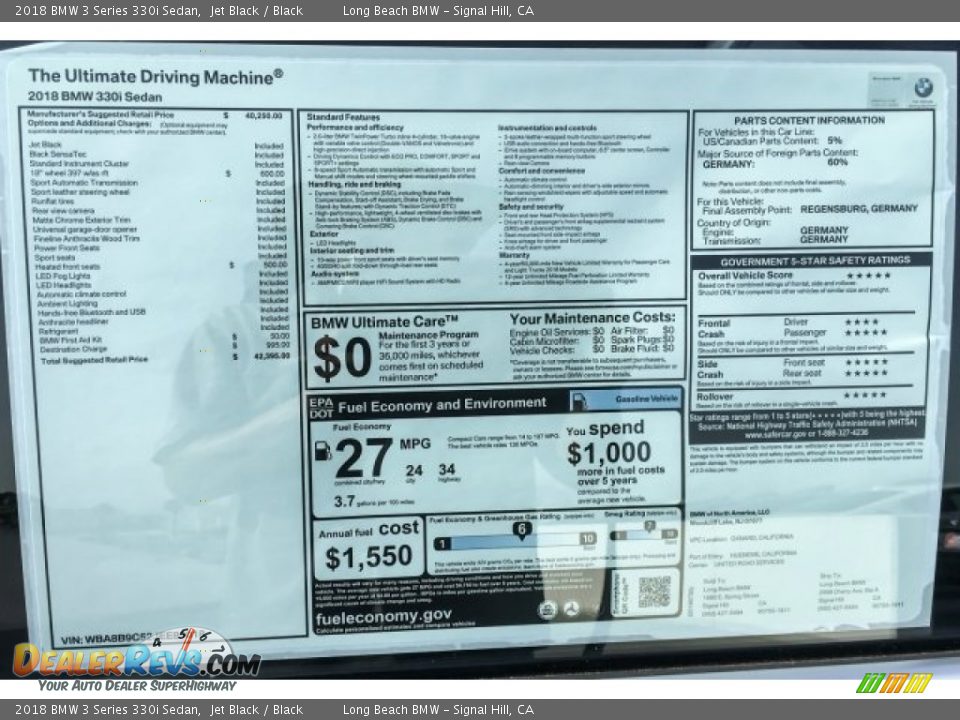 2018 BMW 3 Series 330i Sedan Jet Black / Black Photo #10