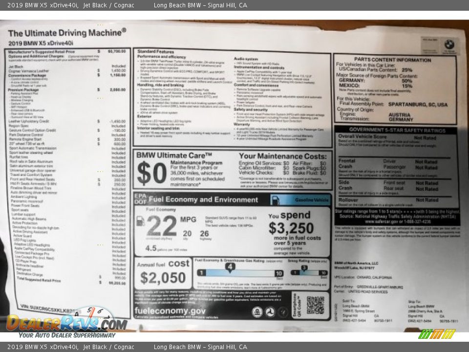 2019 BMW X5 xDrive40i Jet Black / Cognac Photo #10