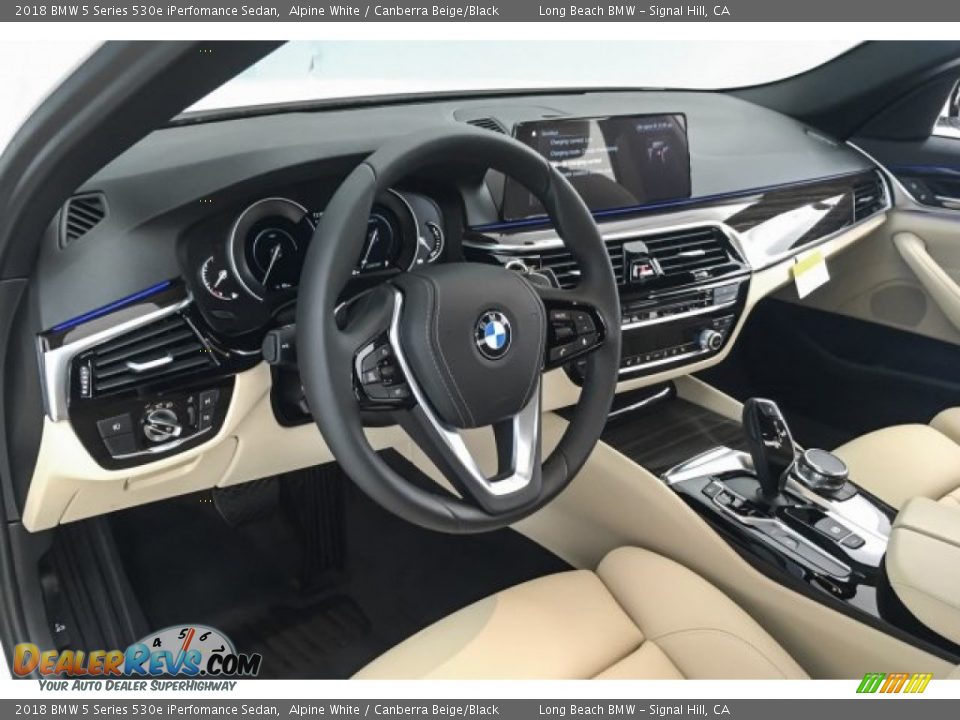 2018 BMW 5 Series 530e iPerfomance Sedan Alpine White / Canberra Beige/Black Photo #4