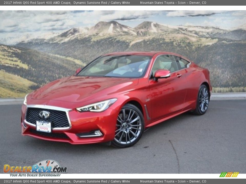 Front 3/4 View of 2017 Infiniti Q60 Red Sport 400 AWD Coupe Photo #5
