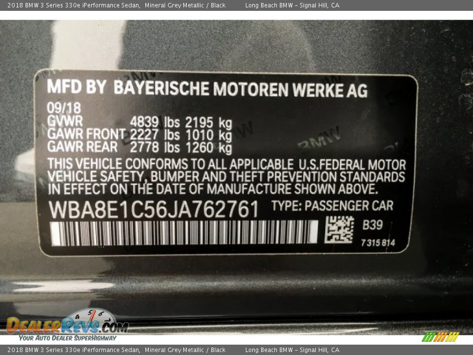 2018 BMW 3 Series 330e iPerformance Sedan Mineral Grey Metallic / Black Photo #11