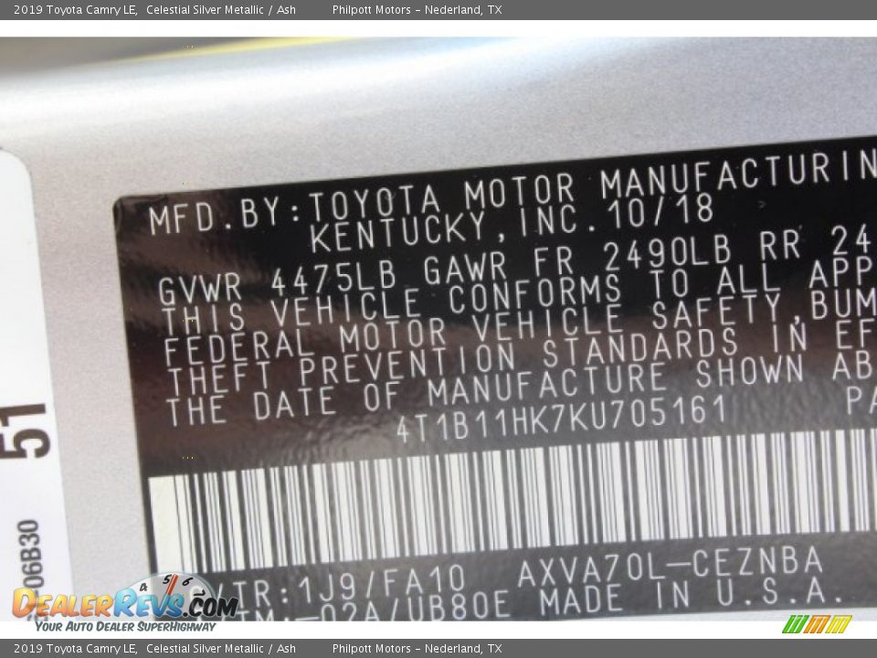 2019 Toyota Camry LE Celestial Silver Metallic / Ash Photo #24