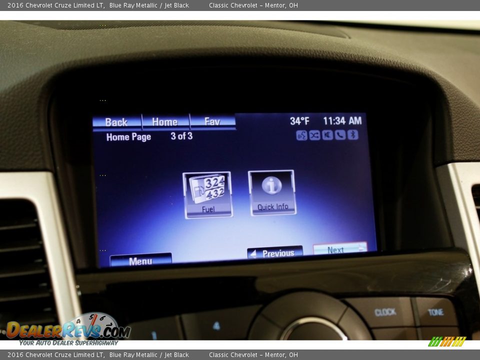 2016 Chevrolet Cruze Limited LT Blue Ray Metallic / Jet Black Photo #12