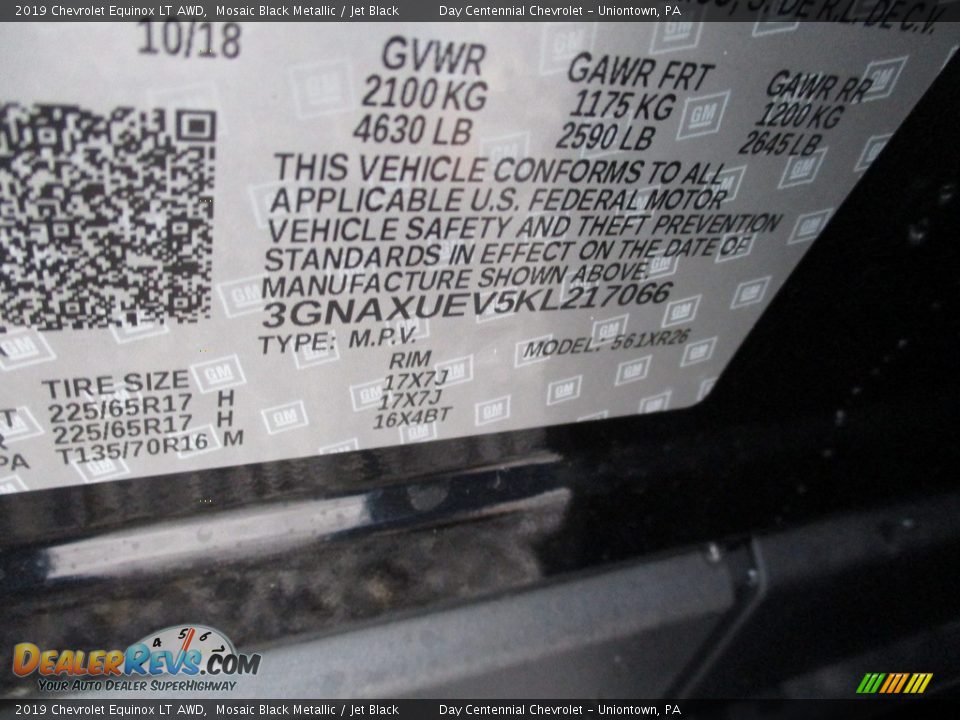 2019 Chevrolet Equinox LT AWD Mosaic Black Metallic / Jet Black Photo #14